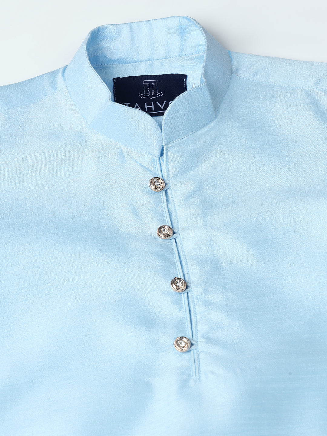 Boys Sky Blue Dupion Silk Kurta with Pyjama
