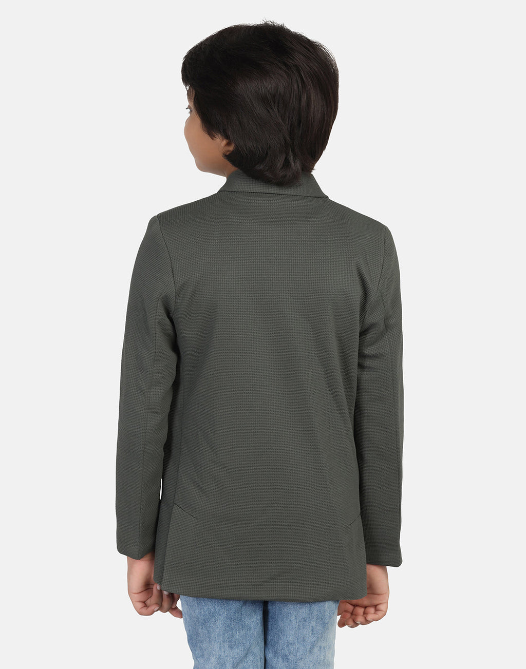 Kids green textured Blazer - Tahvo India