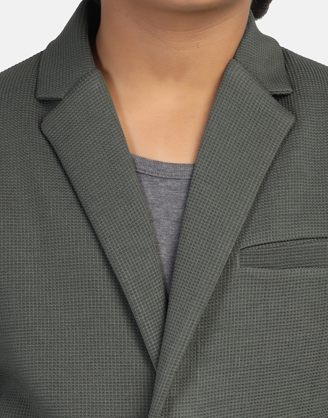 Kids green textured Blazer - Tahvo India