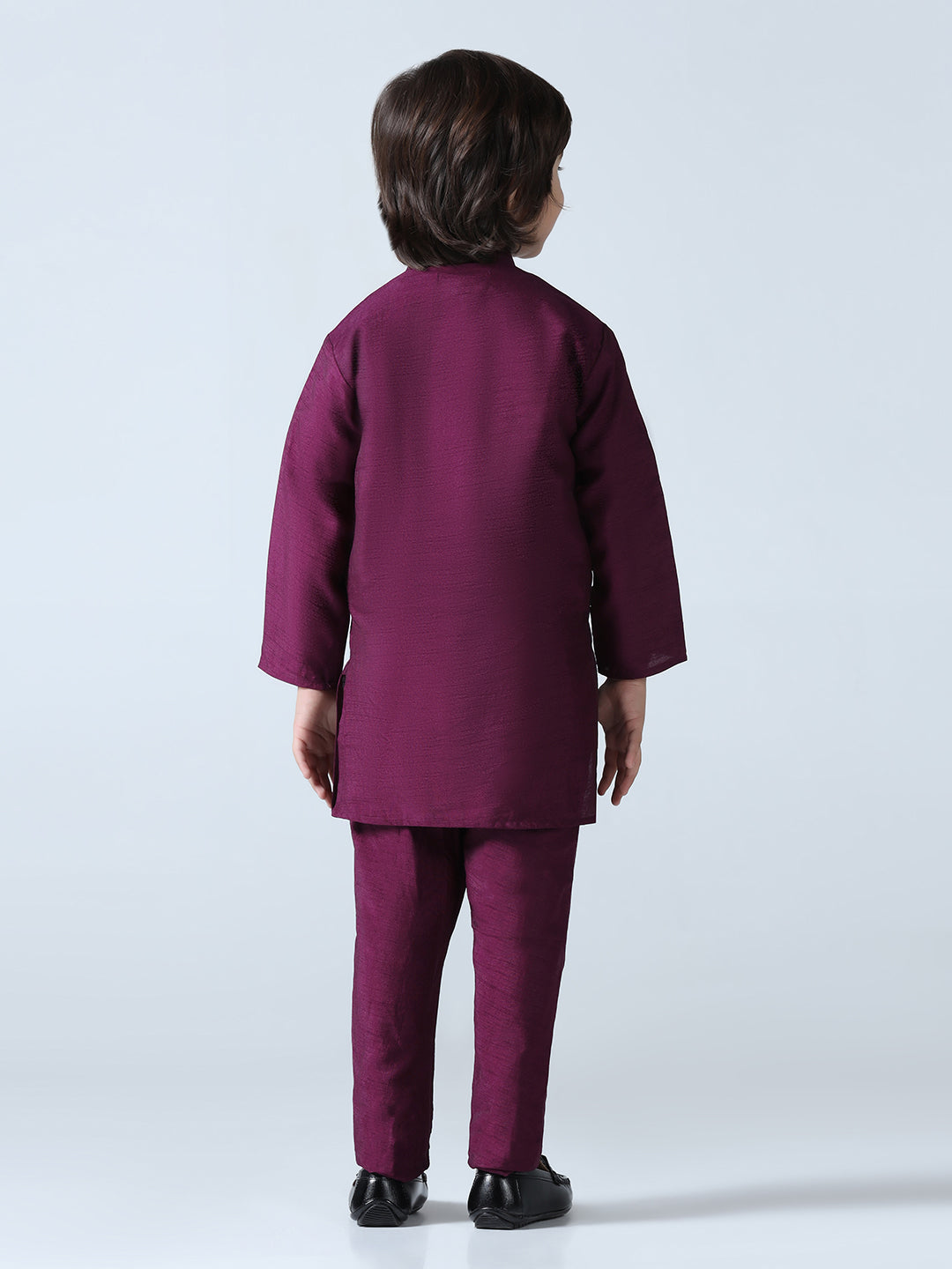 Boys Dupion Silk Straight Kurta With Trousers