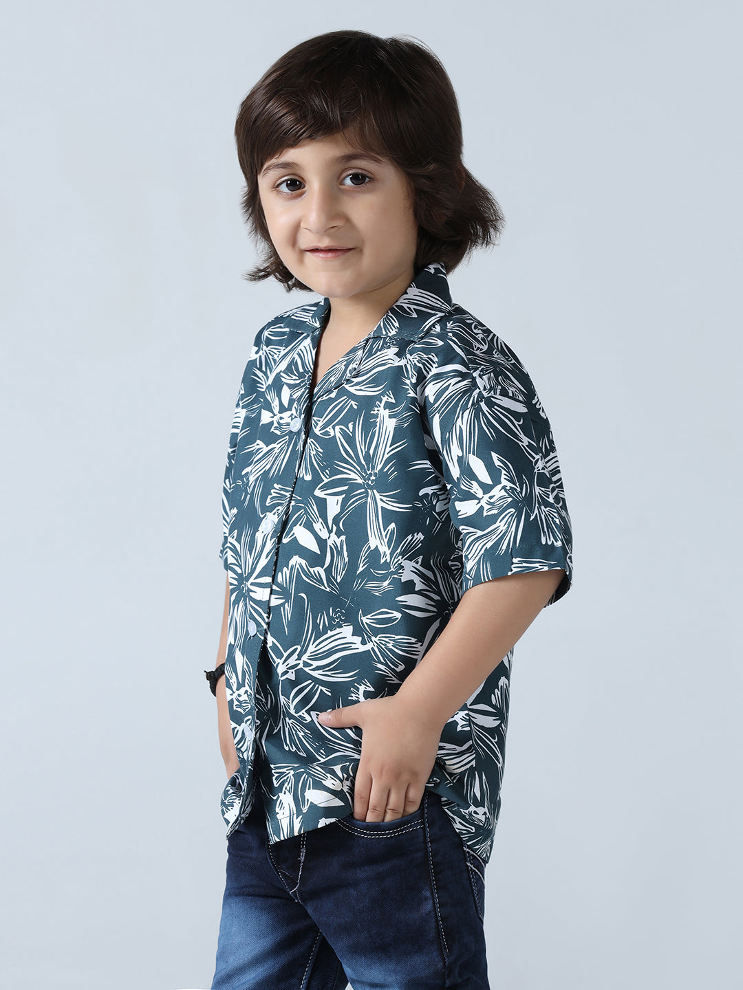 Floral Breeze Boys Collar Shirt