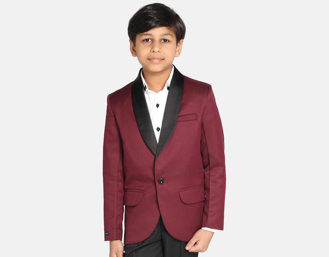 Boys Maroon Tuxedo Suit Set - Tahvo India