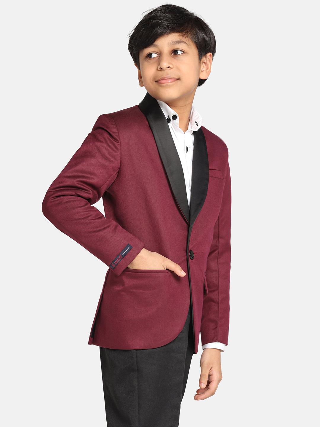 Boys Maroon Tuxedo Suit Set - Tahvo India
