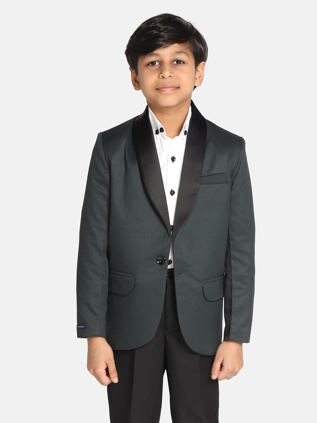 Boys Dark Green Tuxedo Suit Set - Tahvo India