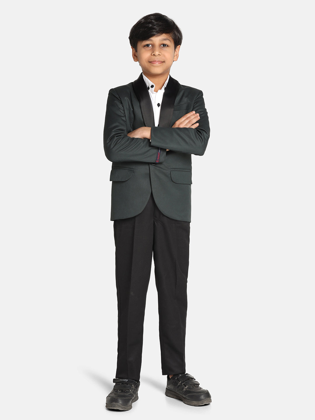 Boys Dark Green Tuxedo Suit Set - Tahvo India