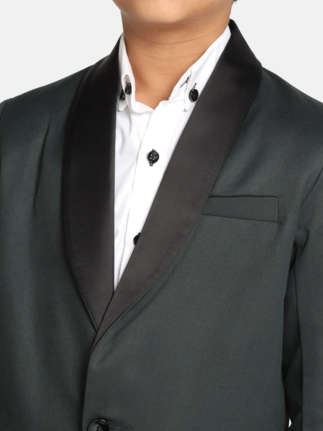 Boys Dark Green Tuxedo Suit Set - Tahvo India