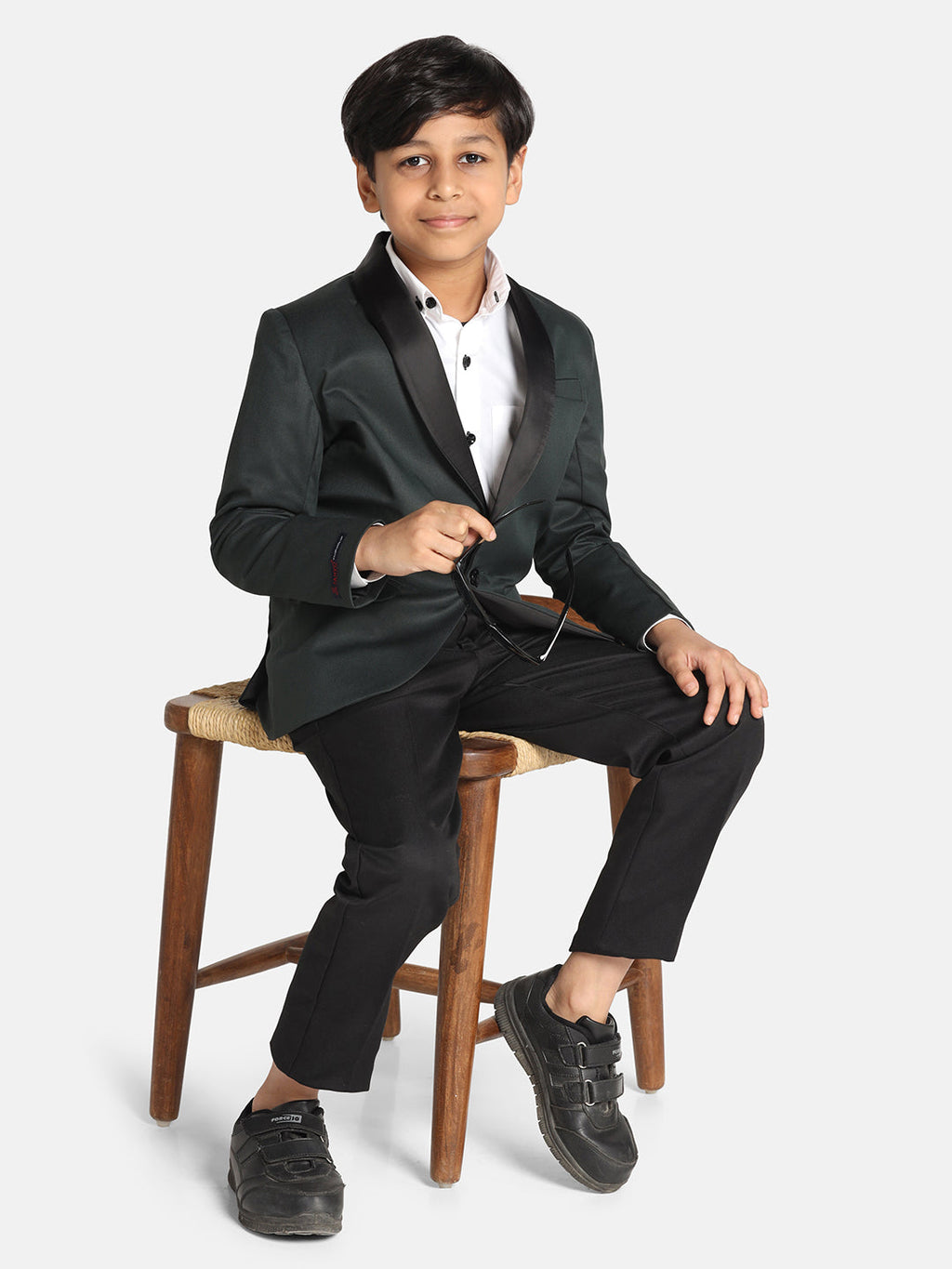 Boys Dark Green Tuxedo Suit Set - Tahvo India