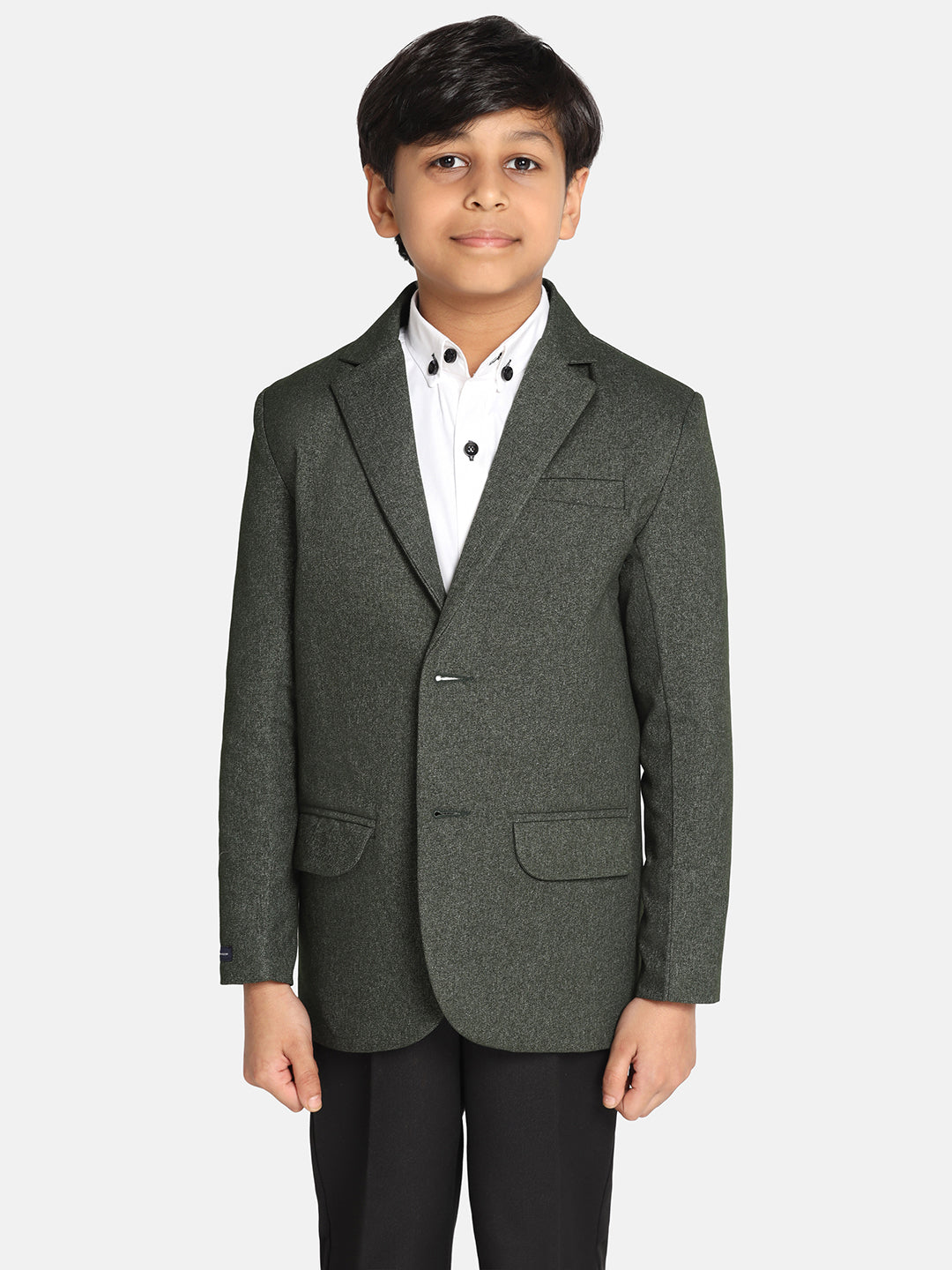 Boys Dark Green Suede Blazer - Tahvo India