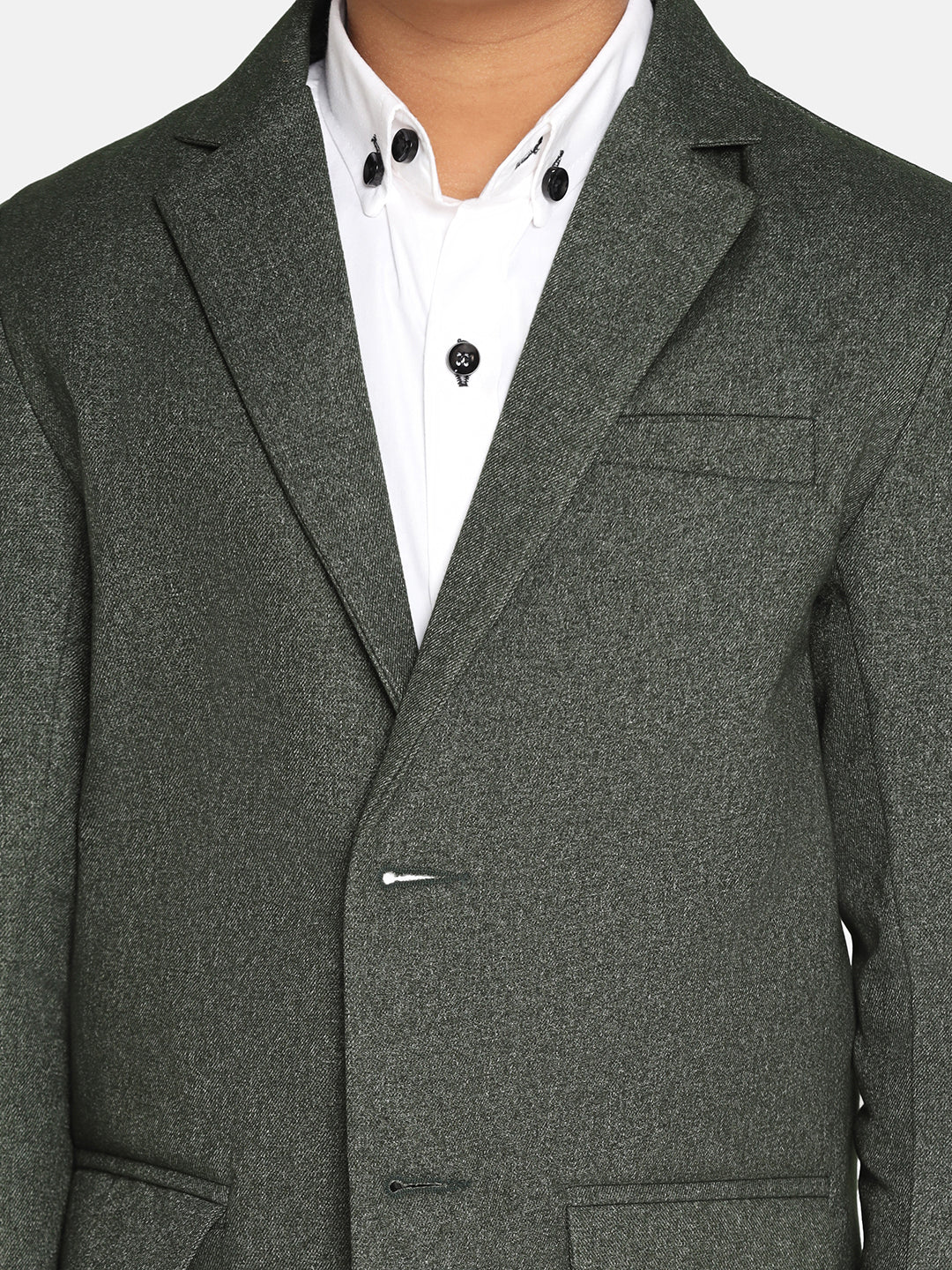 Boys Dark Green Suede Blazer - Tahvo India