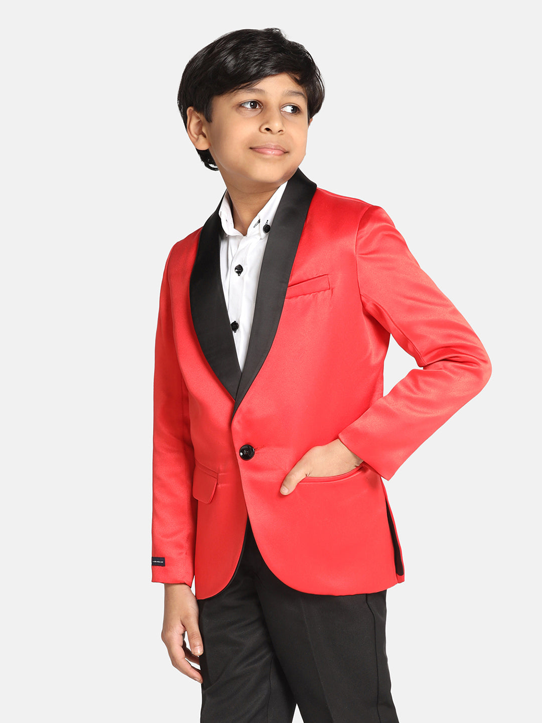 Boys Red Tuxedo Suit Set - Tahvo India