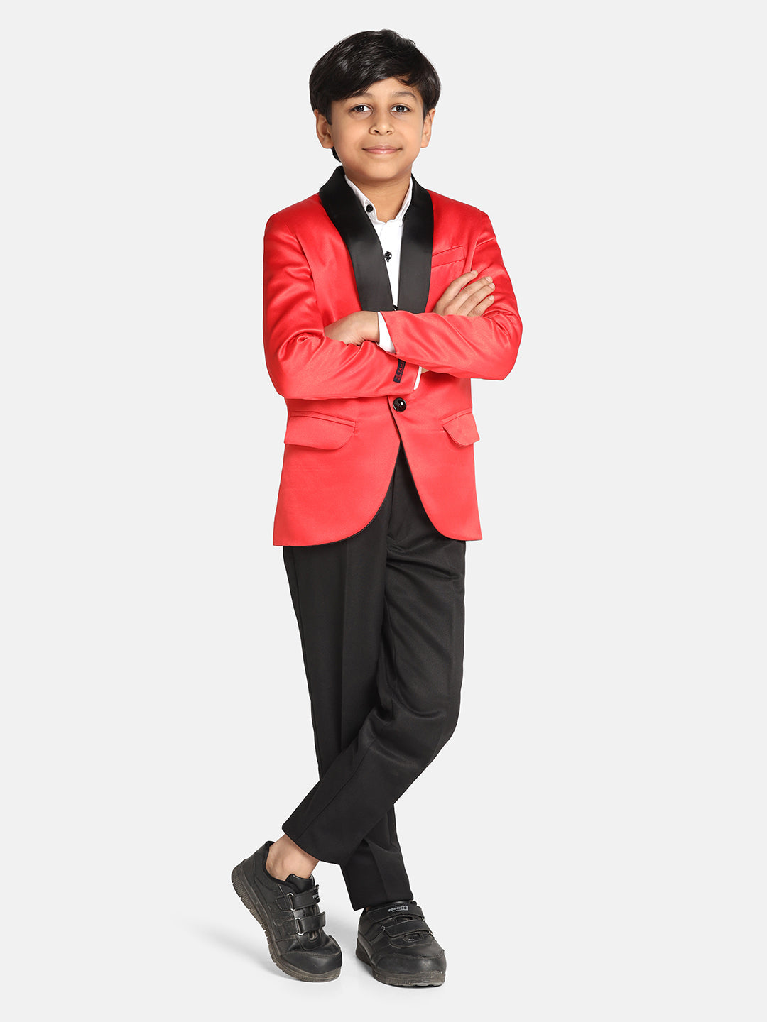 Boys Red Tuxedo Suit Set - Tahvo India