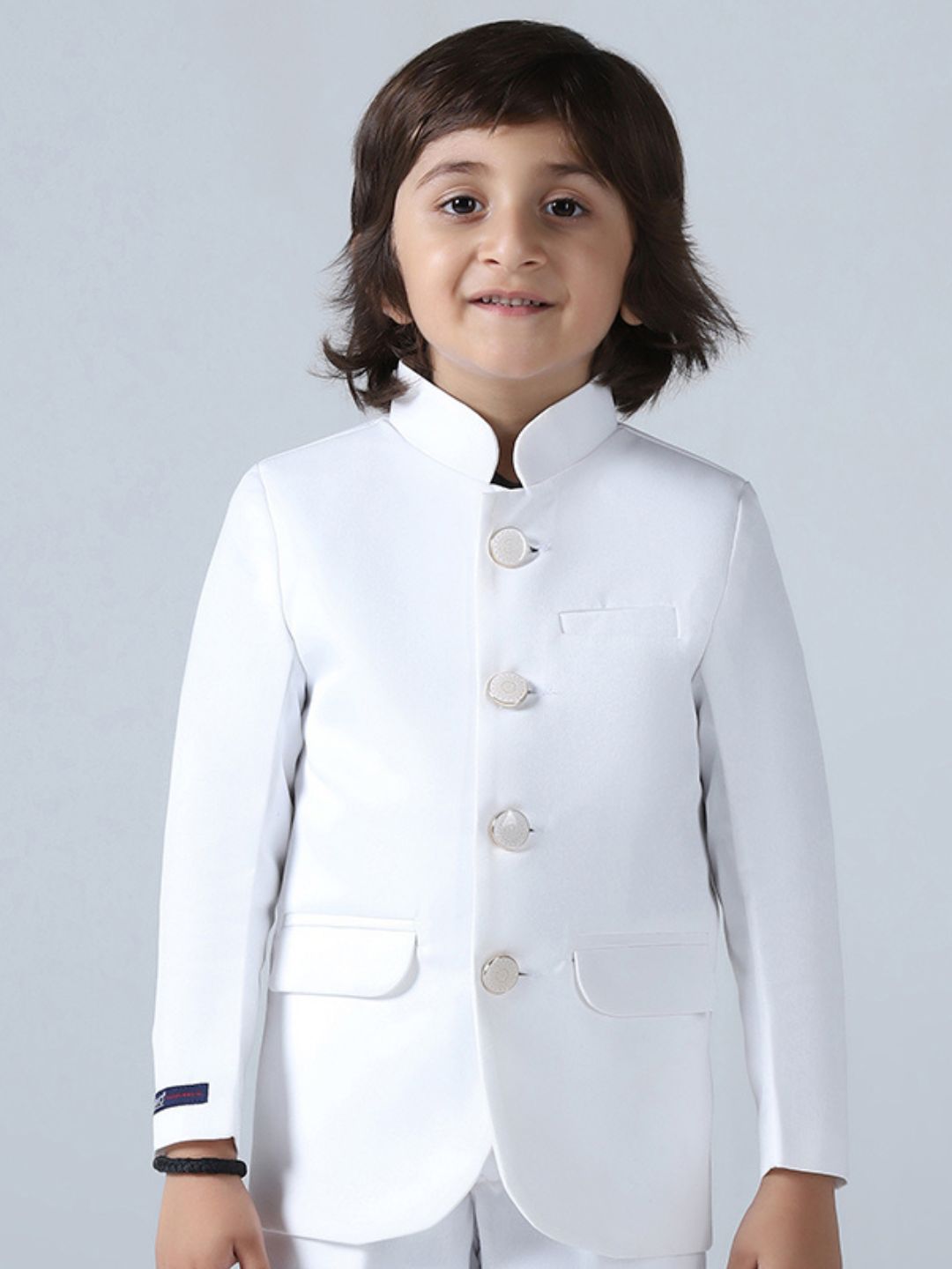 Boys White Bandhgala Blazer