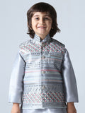 Boys Embroidered Satin Nehru Jacket