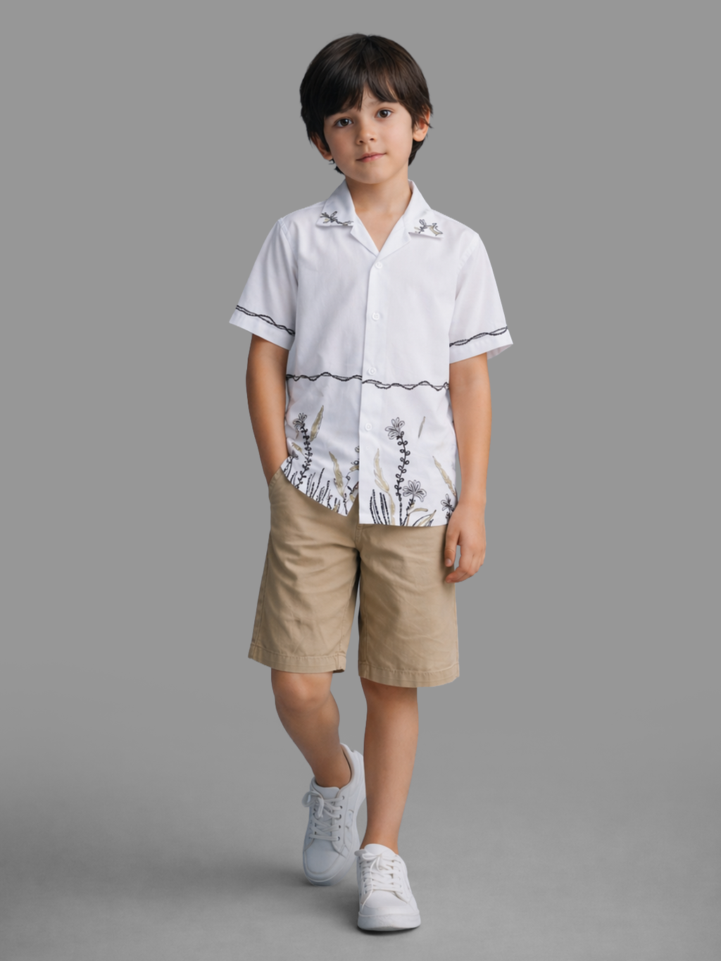 Boy White Printed Shirt - Tututree