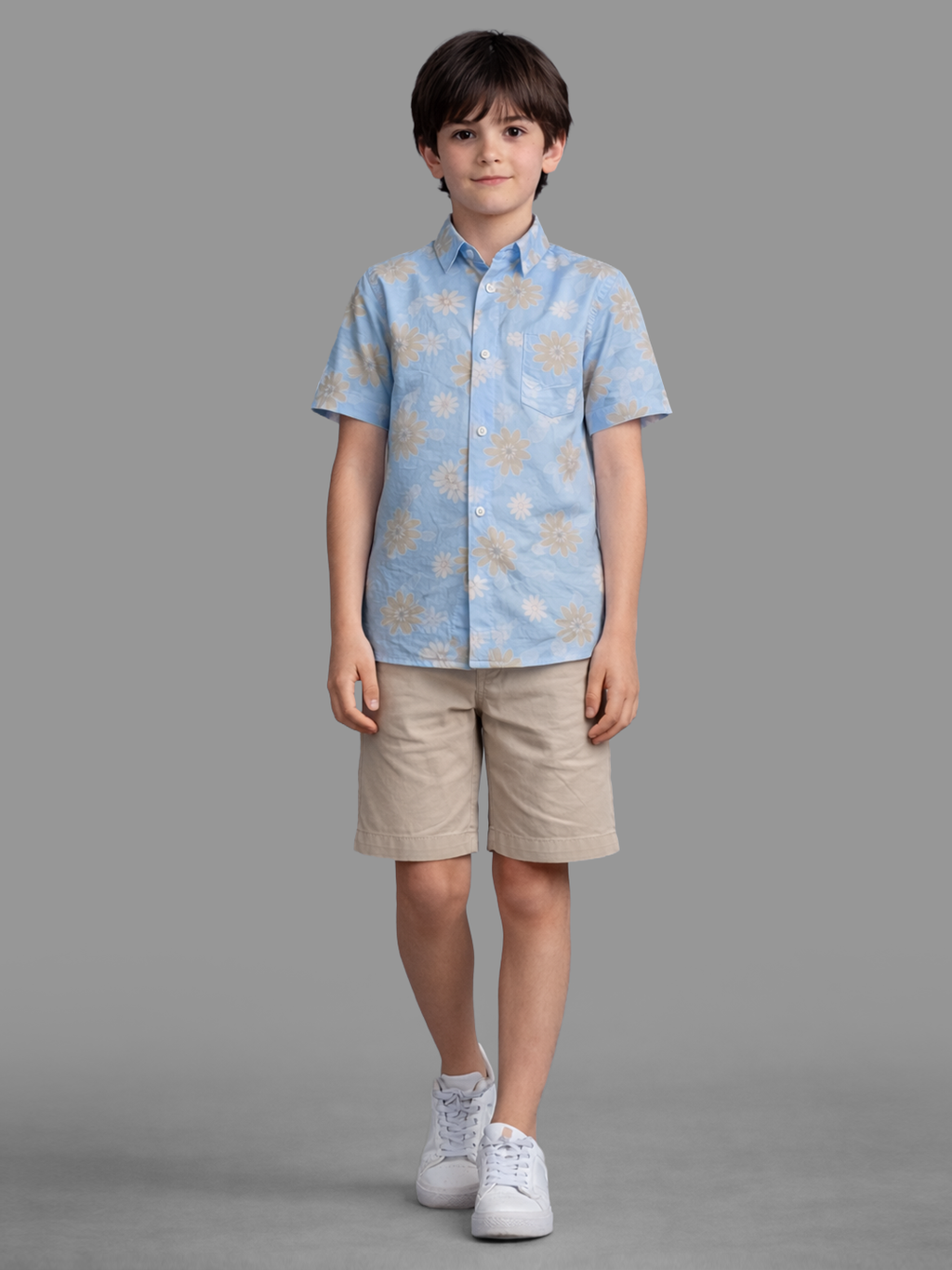 Blue floral printed shirt for boys