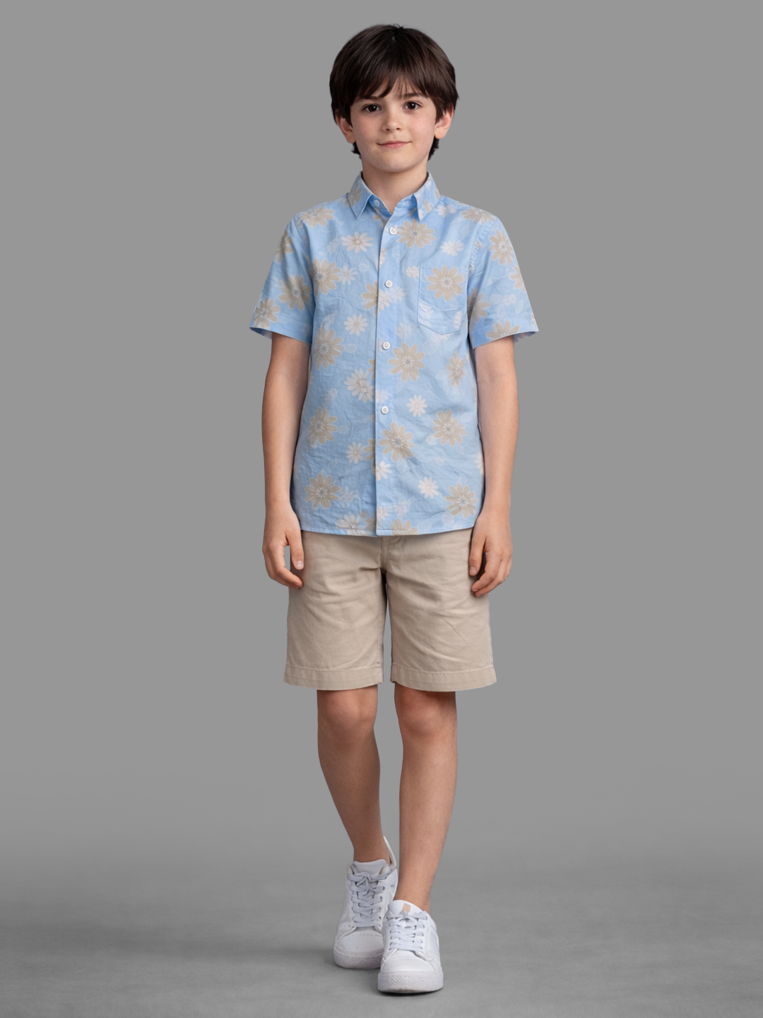Blue floral printed shirt for boys
