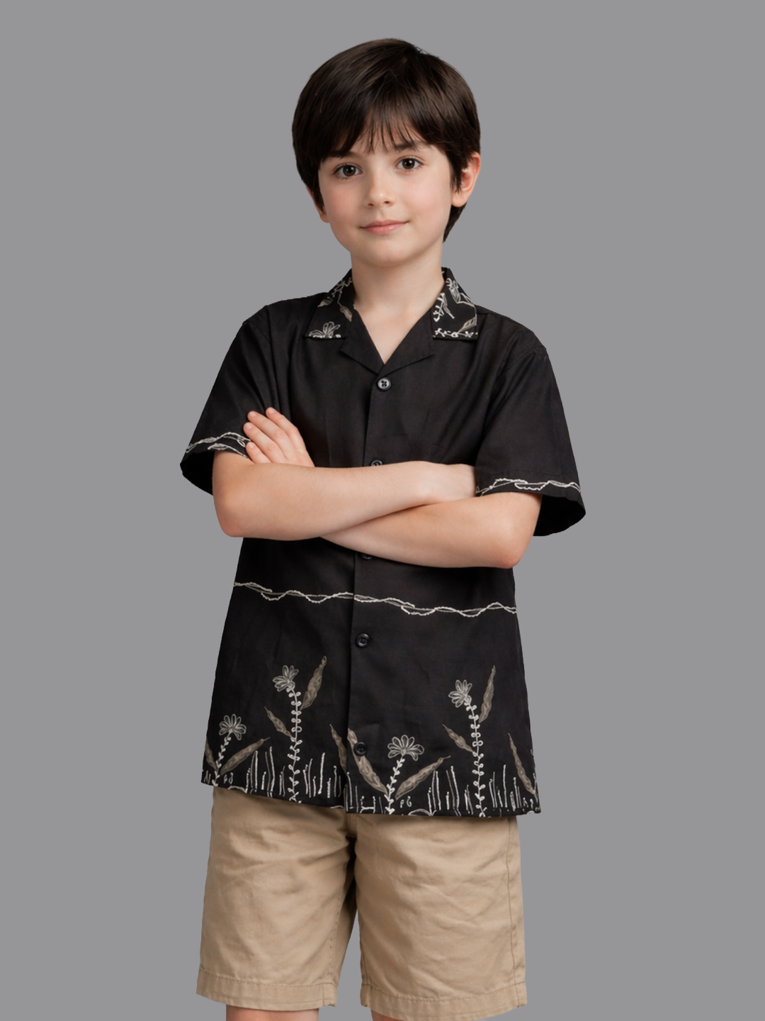 Boy Black Printed Shirt - Tututree