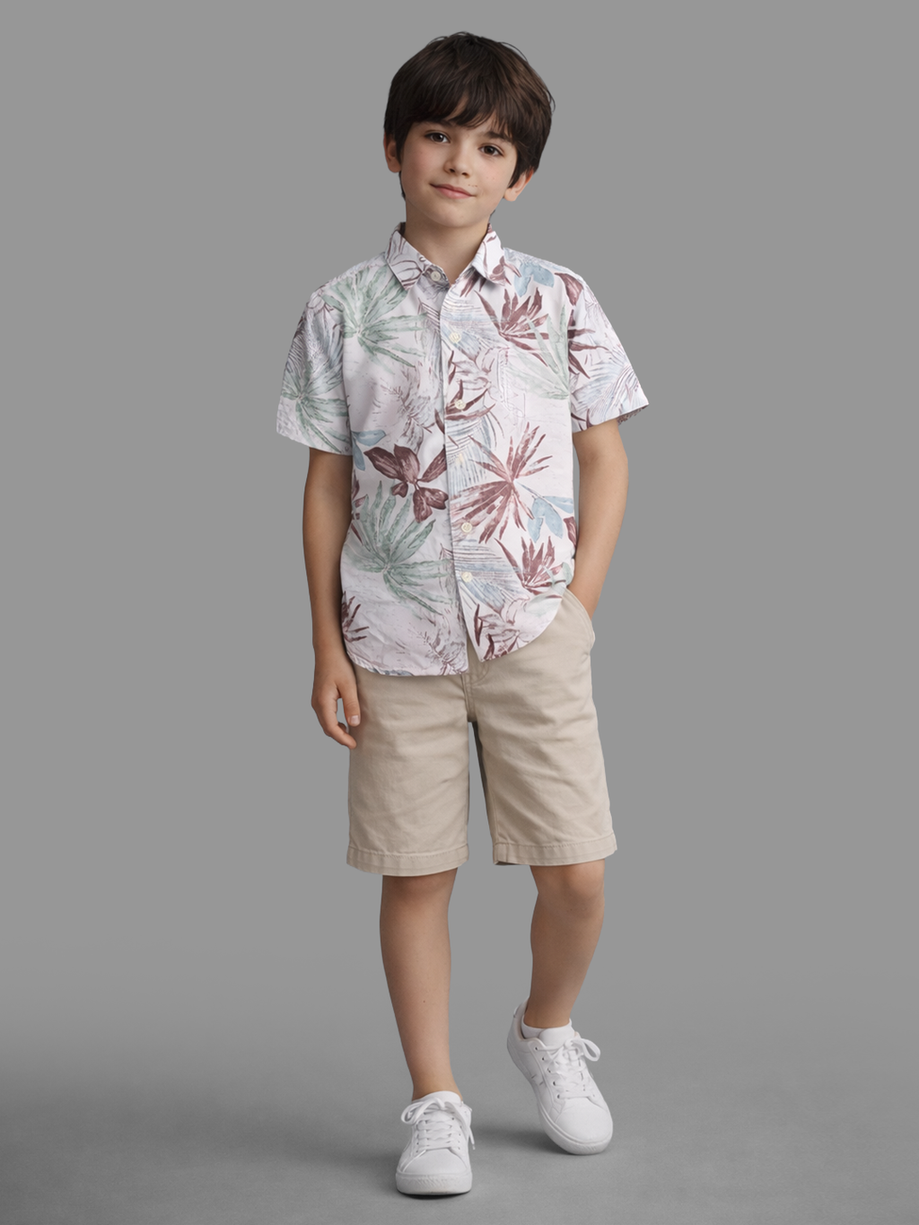 Boys white printed shirt
