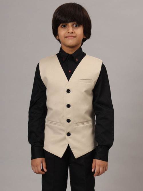 Boys Beige Waistcoat - Tahvo India