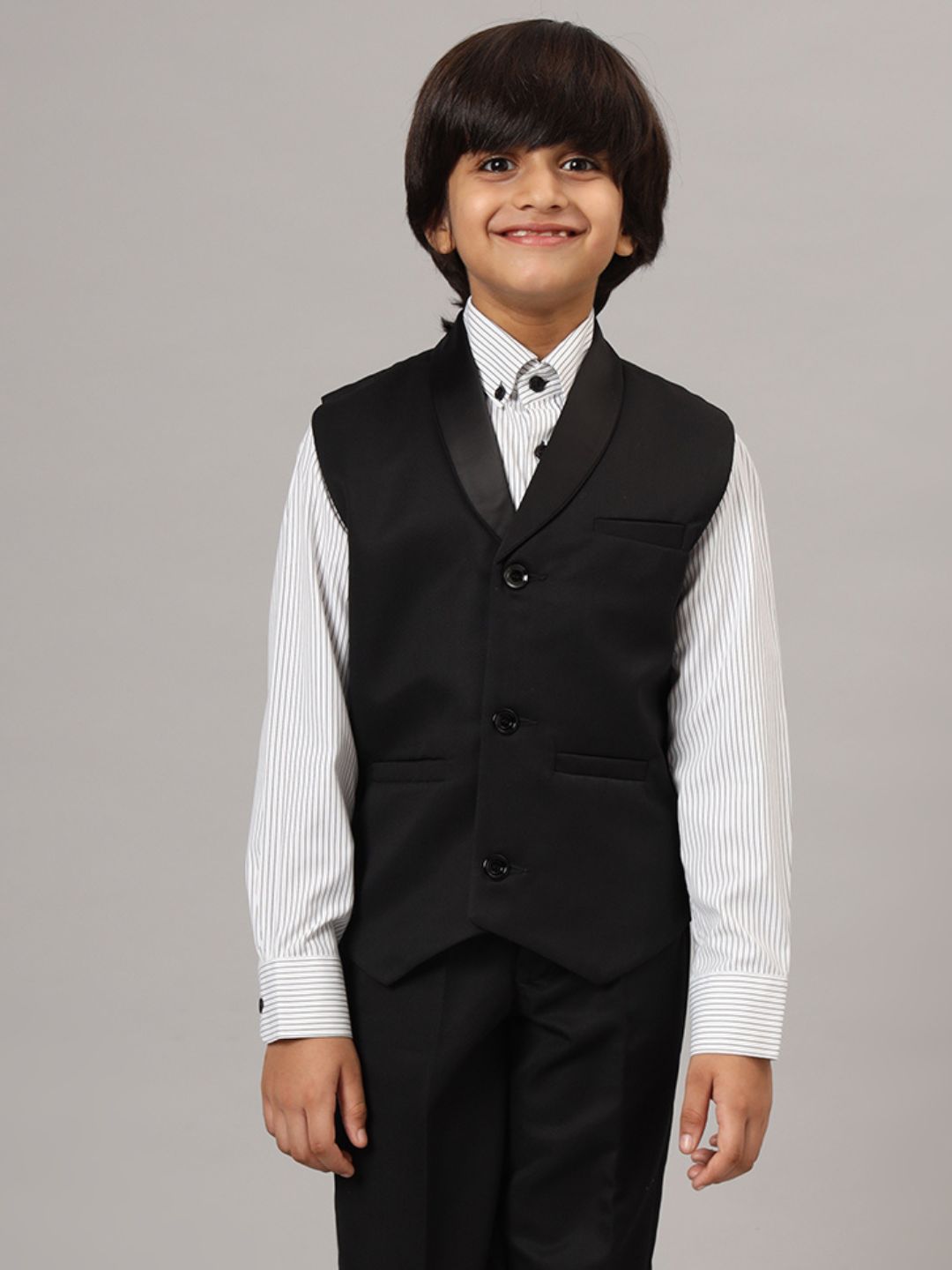 Boys Black Tuxedo Waistcoat - Tahvo India