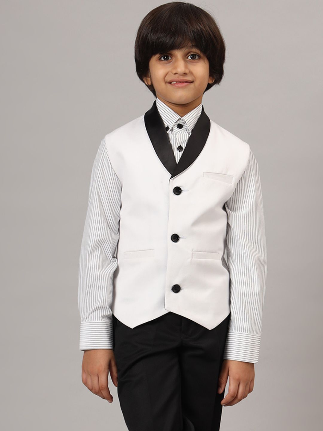 Boys White Tuxedo Waistcoat - Tahvo India