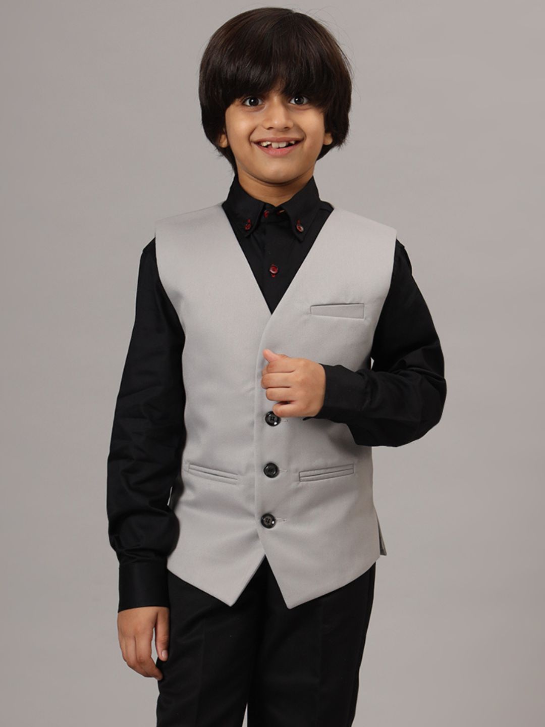Boys Light Grey Waistcoat - Tahvo India