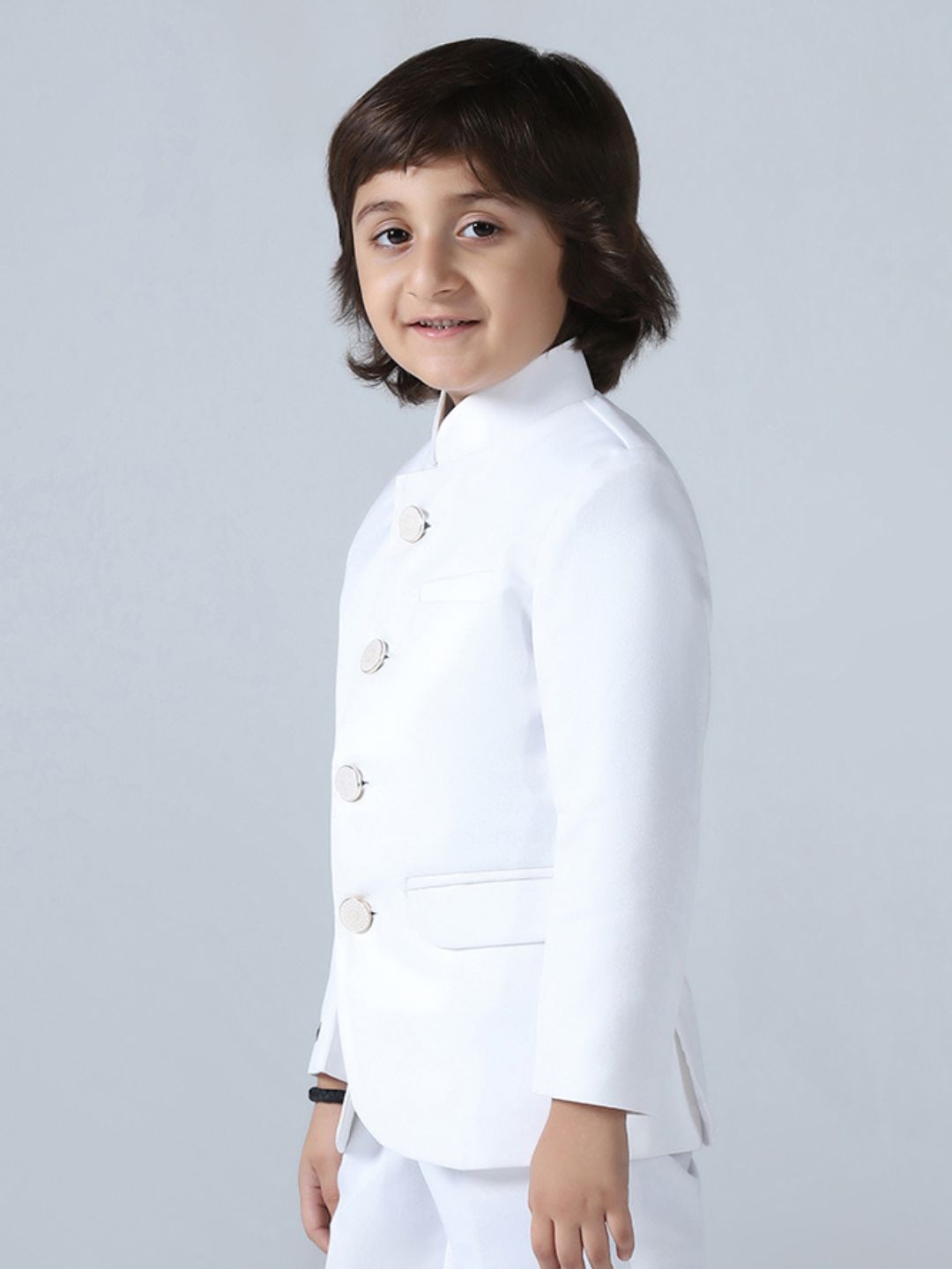 Boys White Bandhgala Blazer
