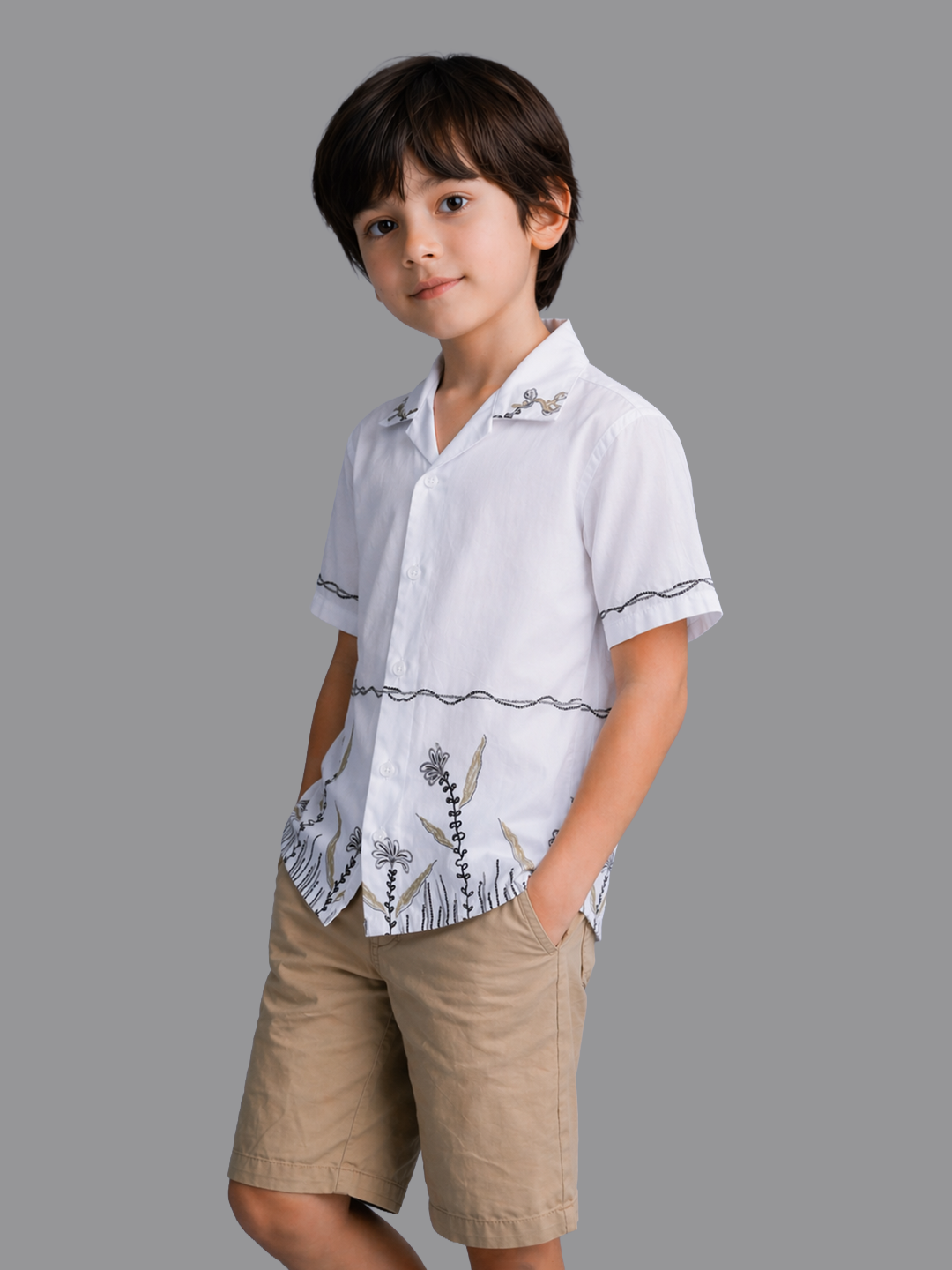 Boy White Printed Shirt