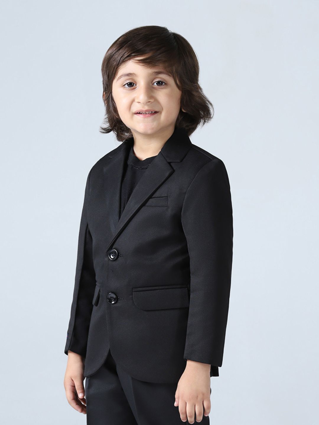 Boys BLack Notched Lapel Blazer