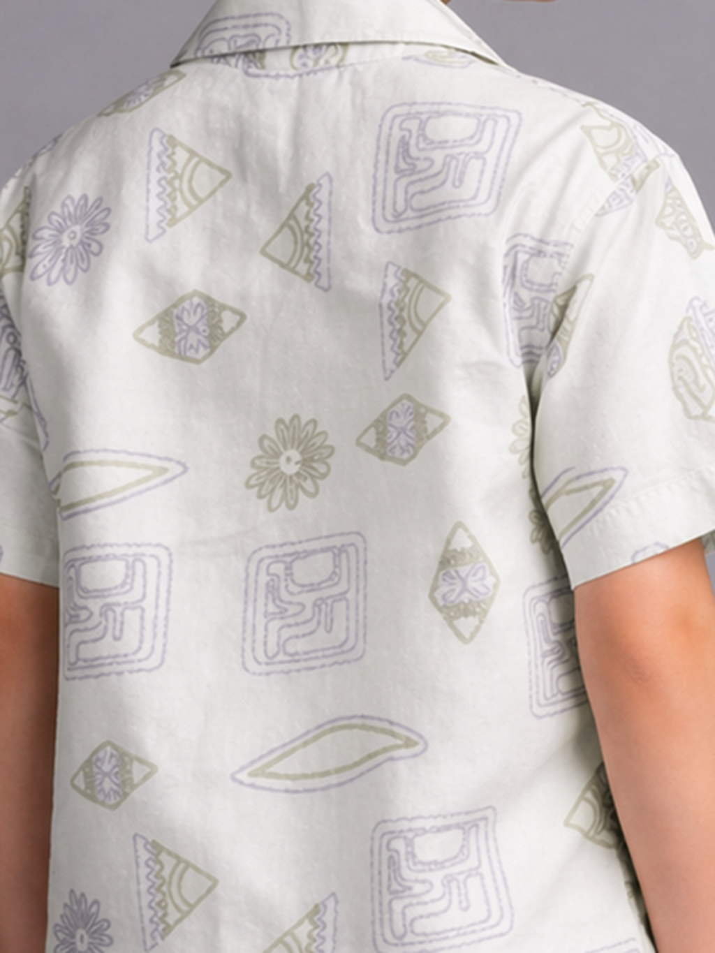 Boys cream printed shirt
