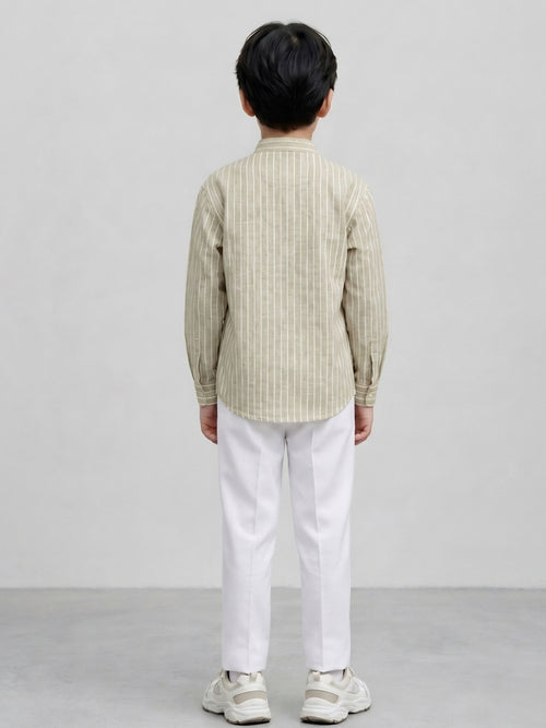 Boy Beige Stripped Shirt