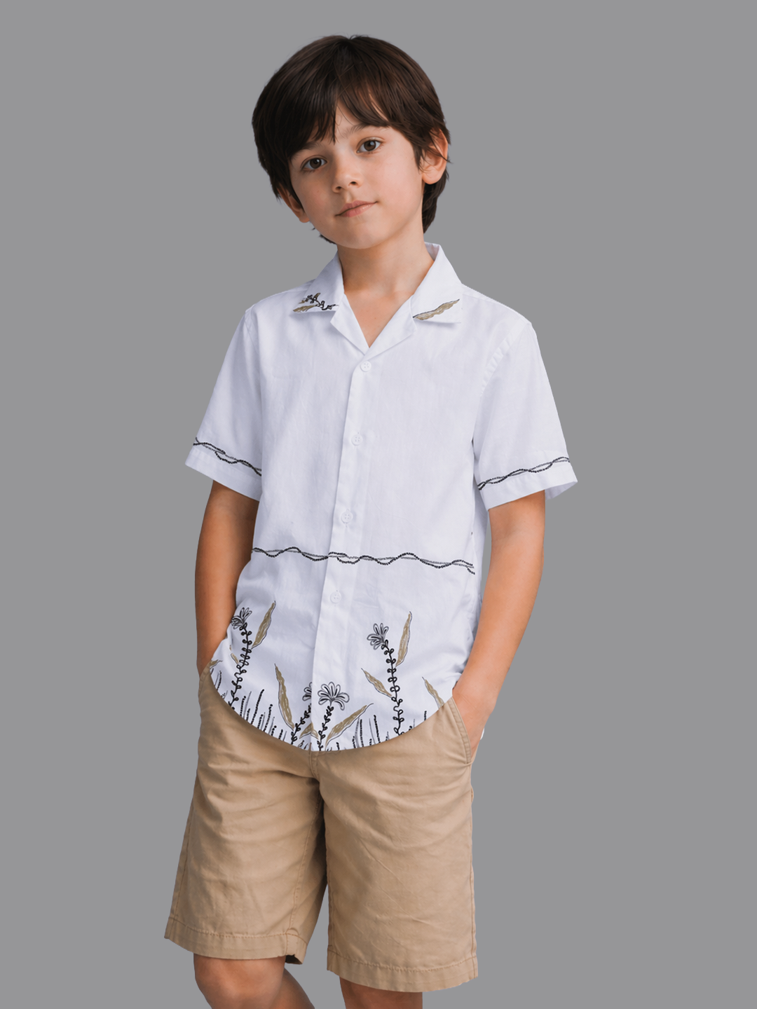 Boy White Printed Shirt