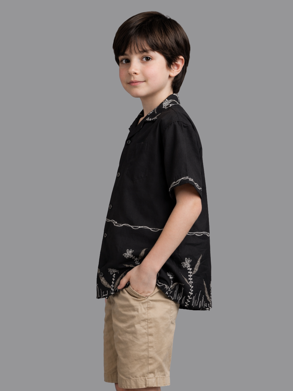 Boy Black Printed Shirt - Tututree