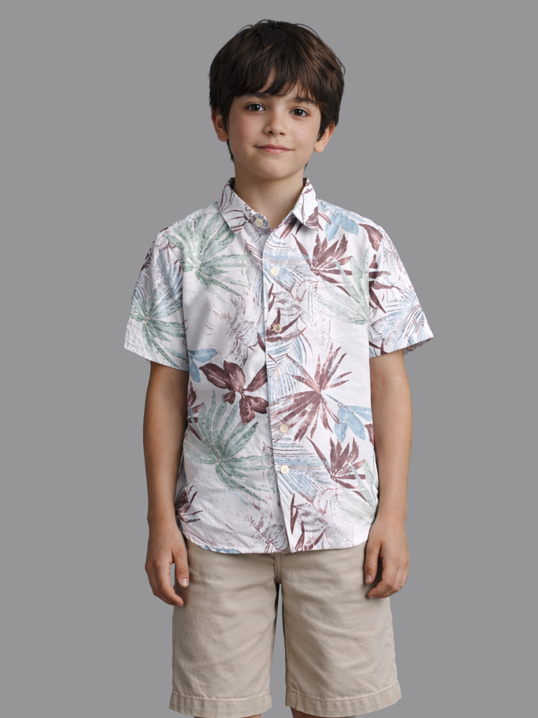 Boys white printed shirt