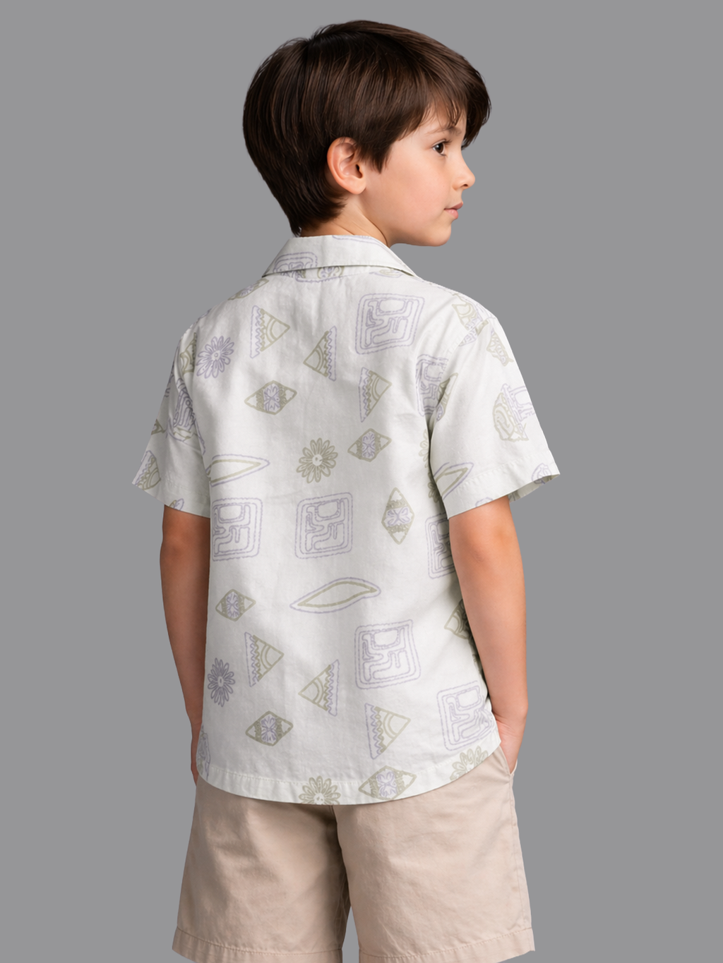 Boys cream printed shirt
