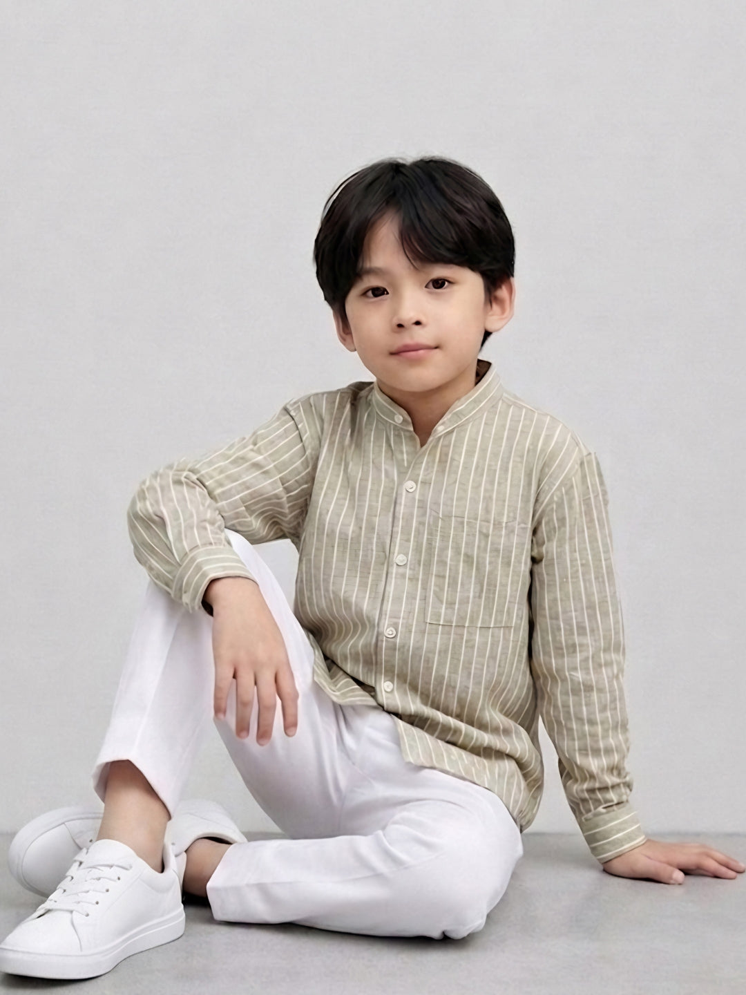 Boy Beige Stripped Shirt