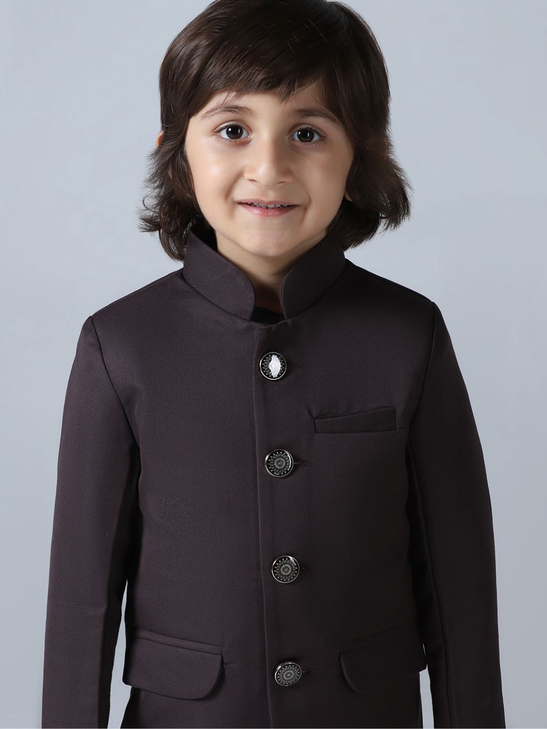 Boys Brown Bandhgala Blazer