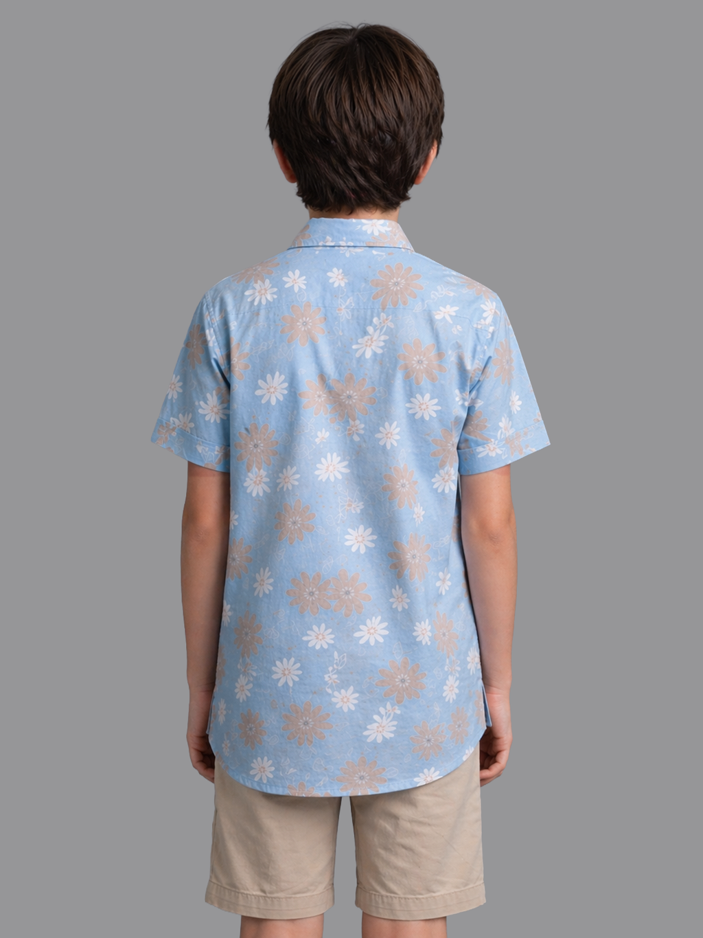 Blue floral printed shirt for boys