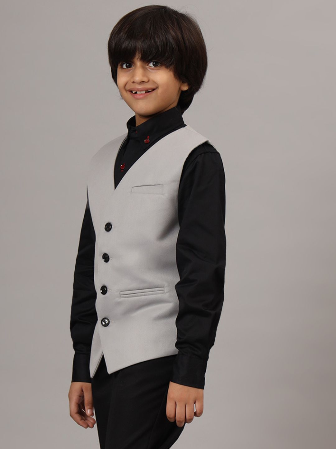 Boys Light Grey Waistcoat - Tahvo India