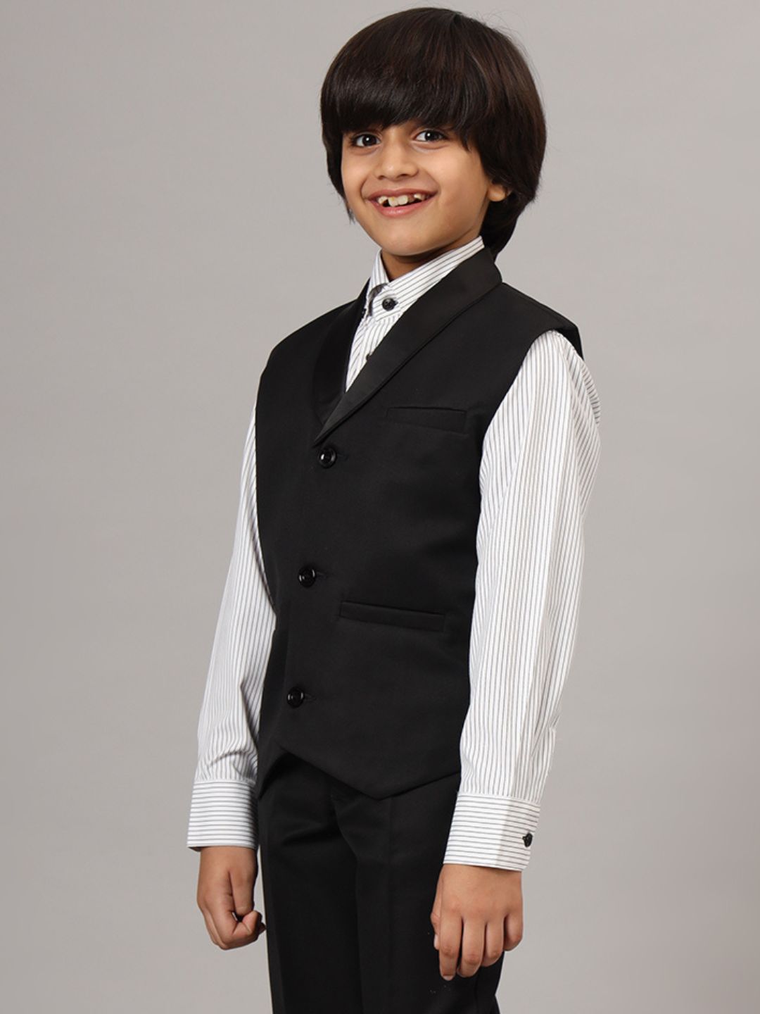 Boys Black Tuxedo Waistcoat - Tahvo India