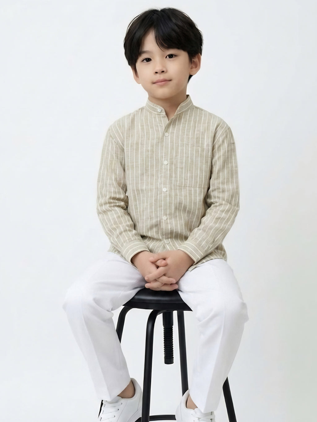 Boy Beige Stripped Shirt