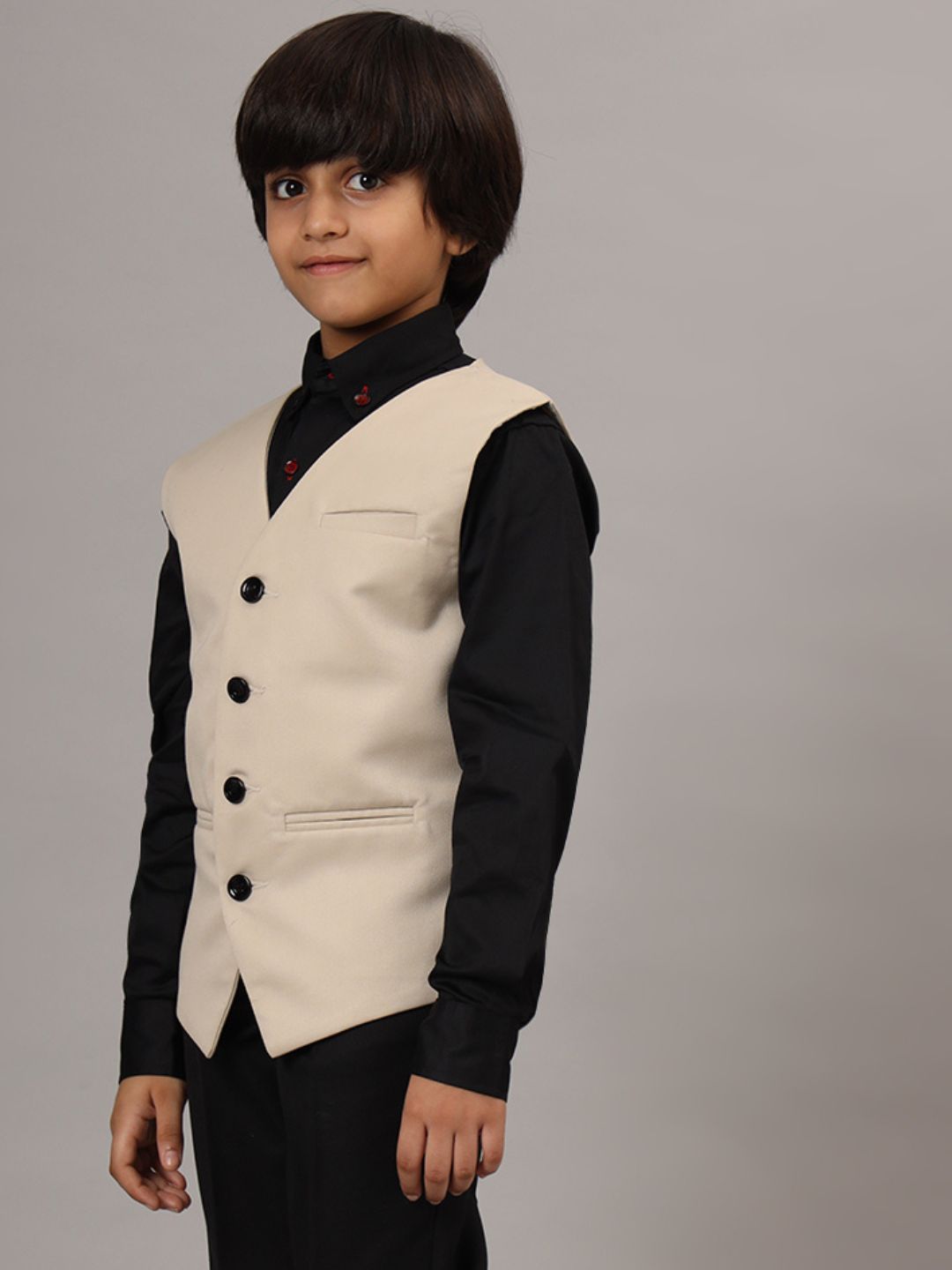 Boys Beige Waistcoat - Tahvo India