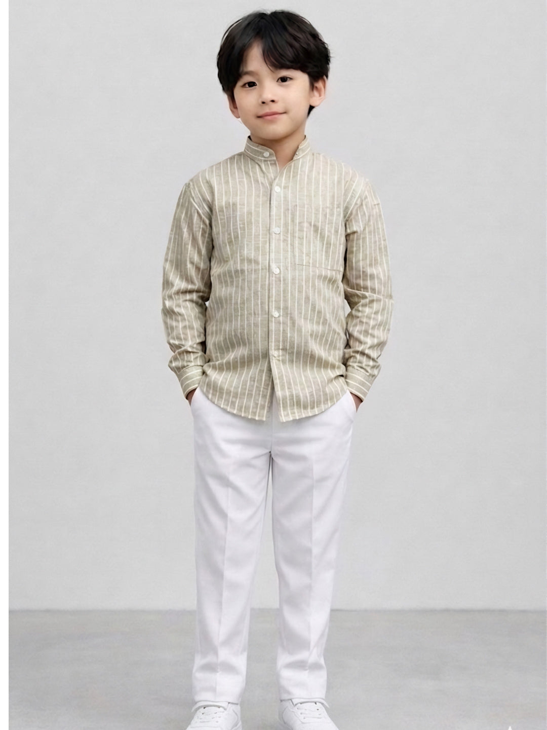 Boy Beige Stripped Shirt