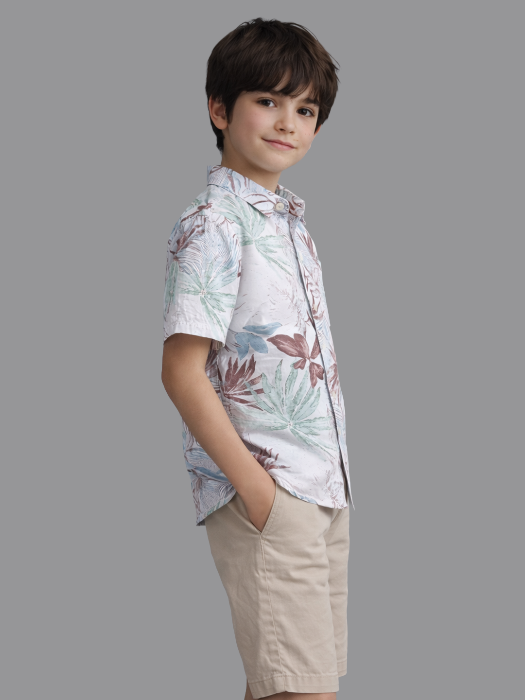 Boys white printed shirt