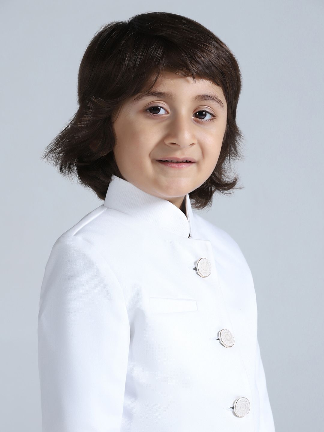 Boys White Bandhgala Blazer