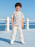 Boys cream printed shirt