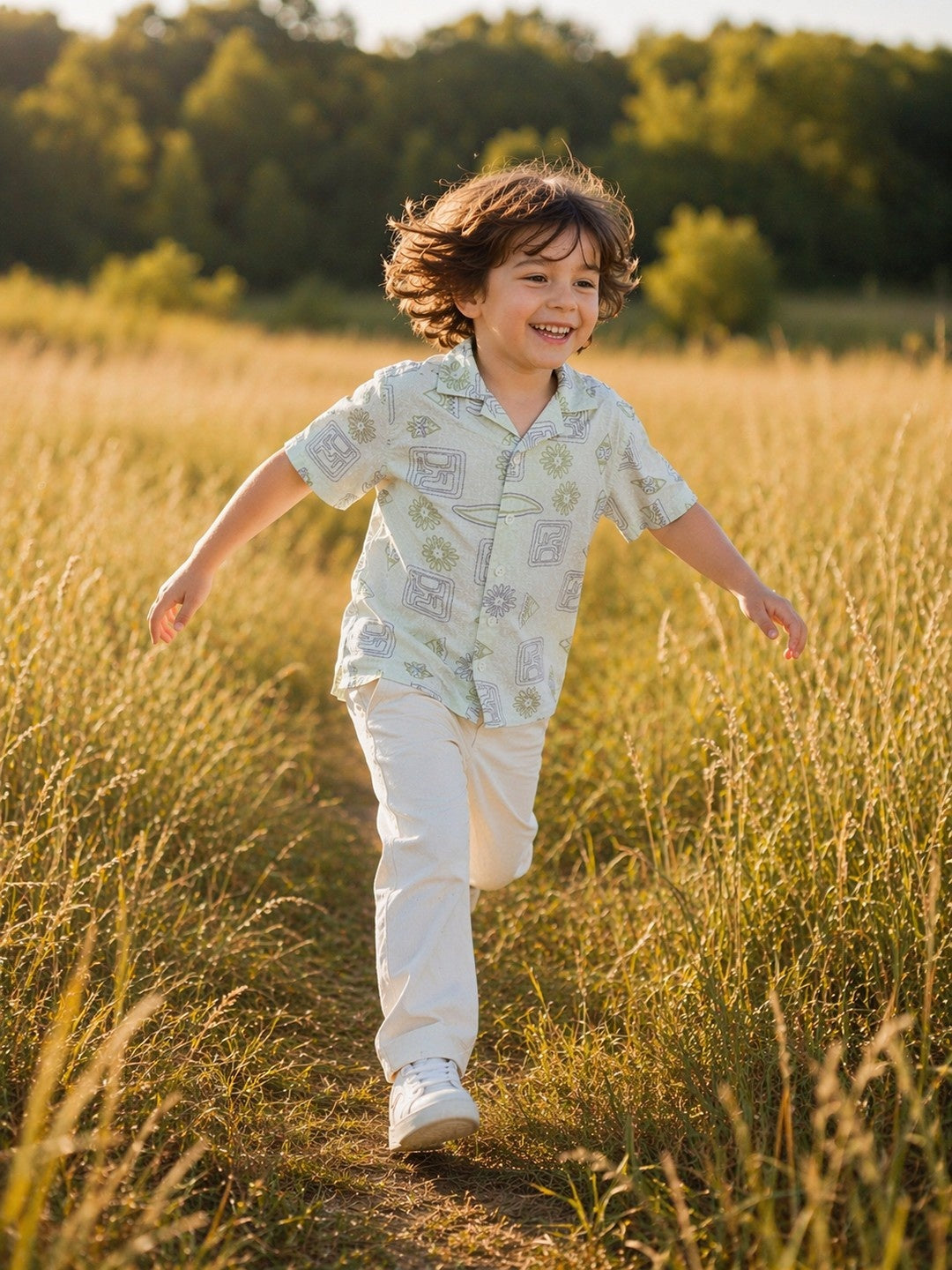 Green Boys casual shirt