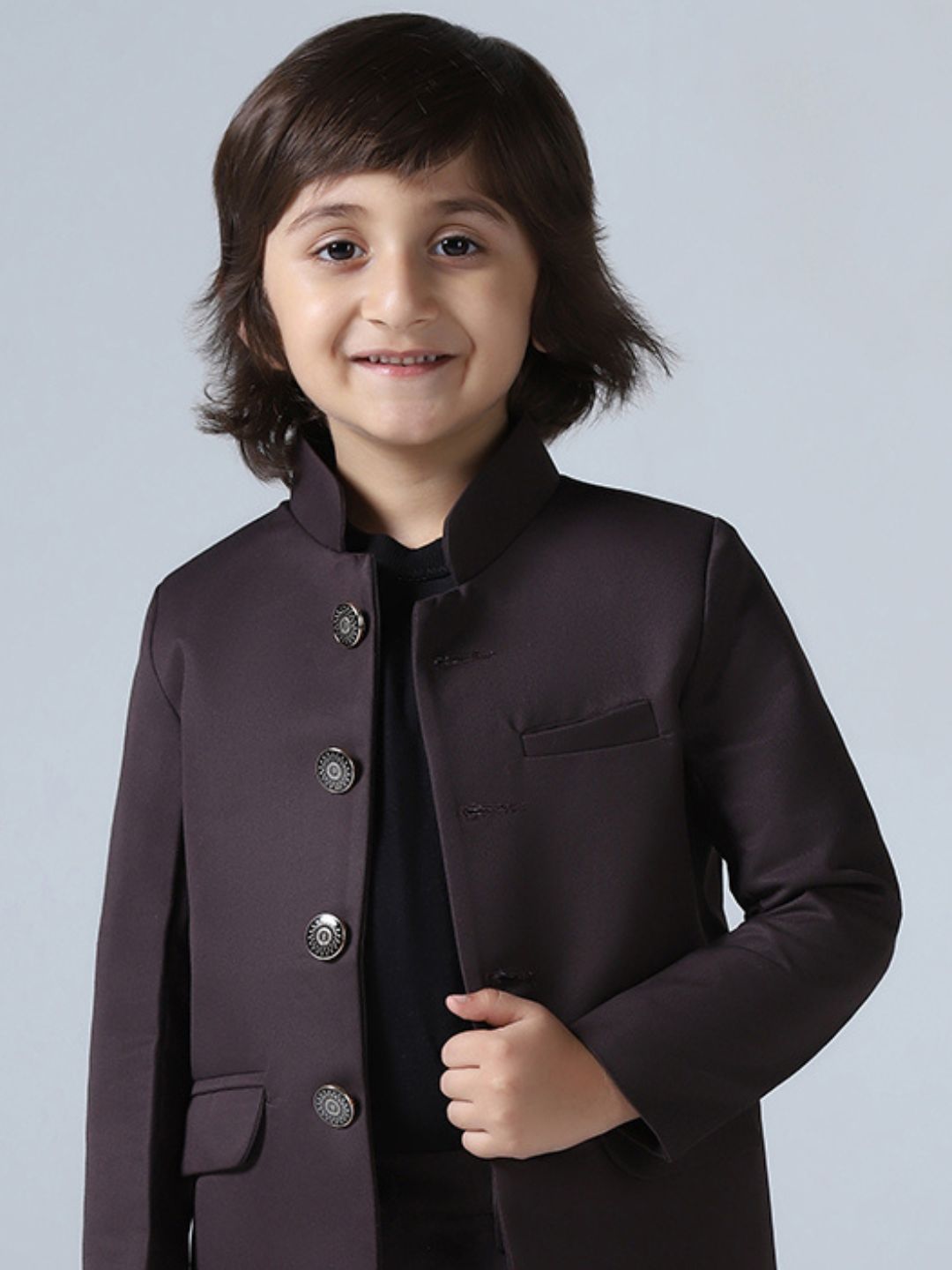 Boys Brown Bandhgala Blazer