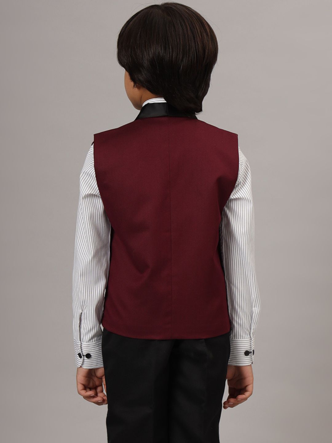 Boys Maroon Tuxedo Waistcoat - Tahvo India