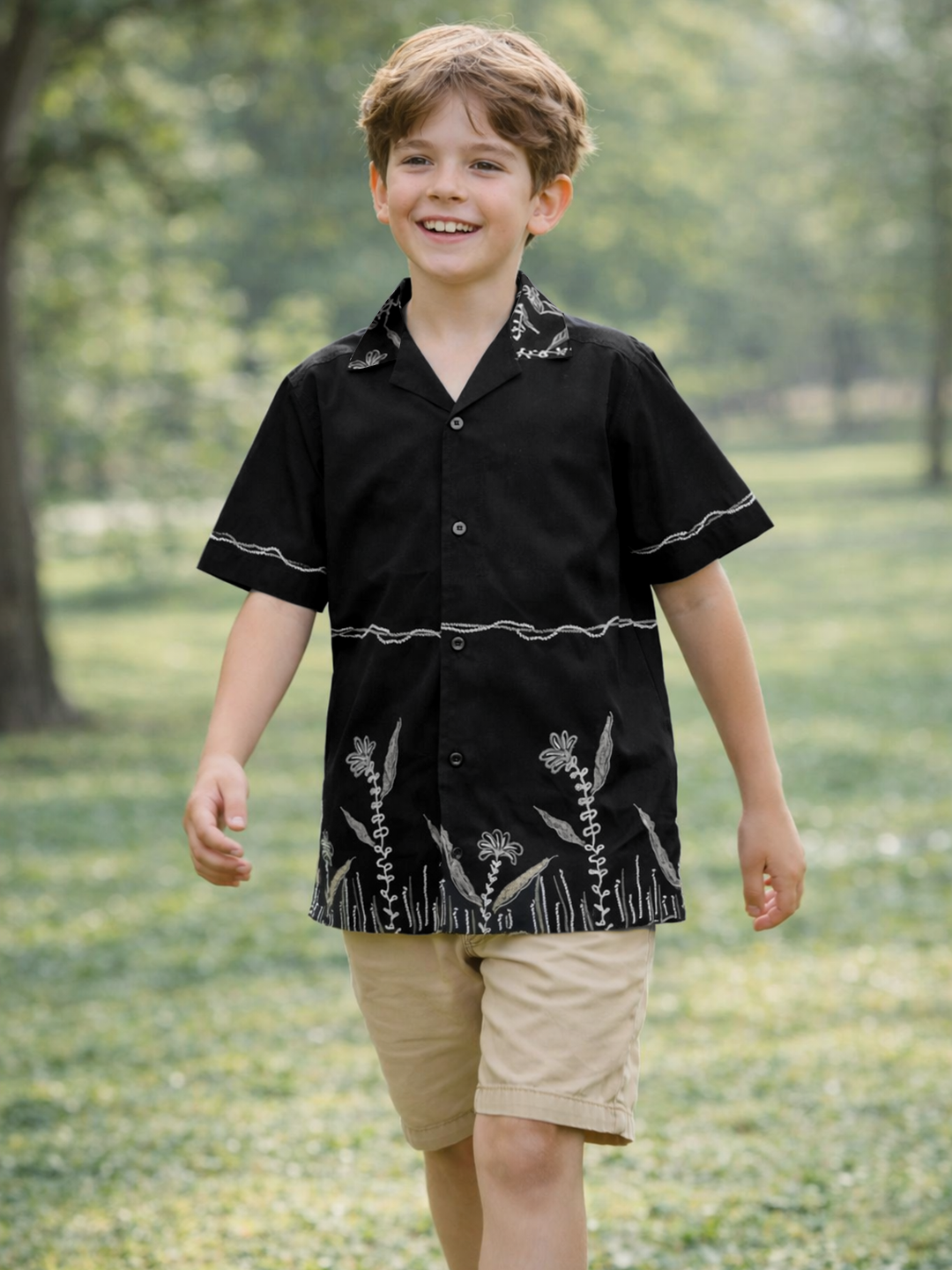 Boy Black Printed Shirt